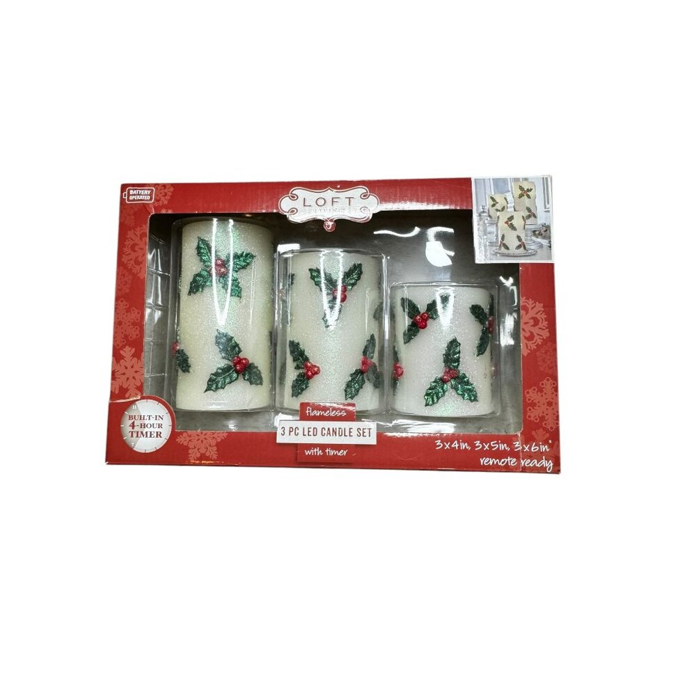 Loft Living 3 Piece LED Flameless Candle Set With Timer